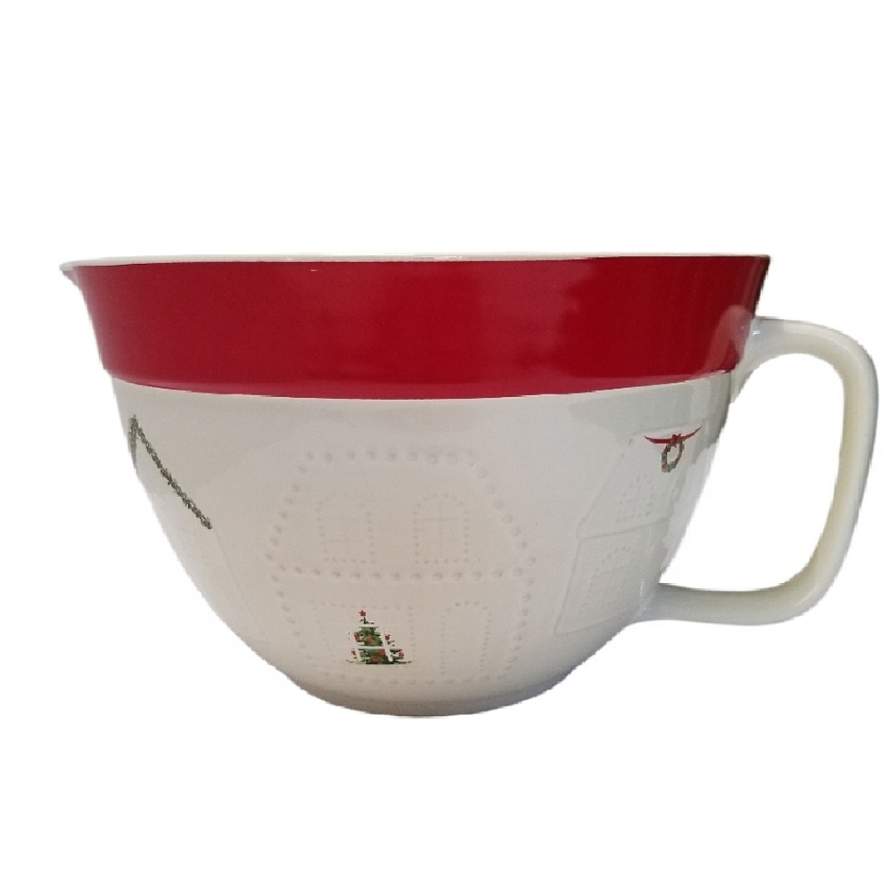 The Bake Shop Masterclass Festive Christmas Mixing Bowl with Spout 2qt Size